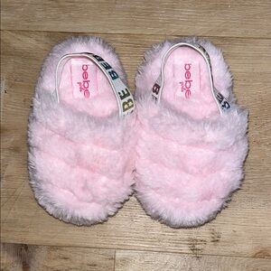Bebe Fluffy Pink Kids Slippers